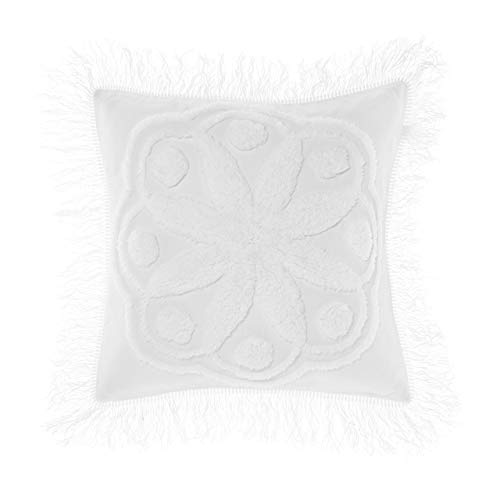 Linen House Manisha Kissen mit Federfüllung, 50 x 50 cm, Weiß von Linen House