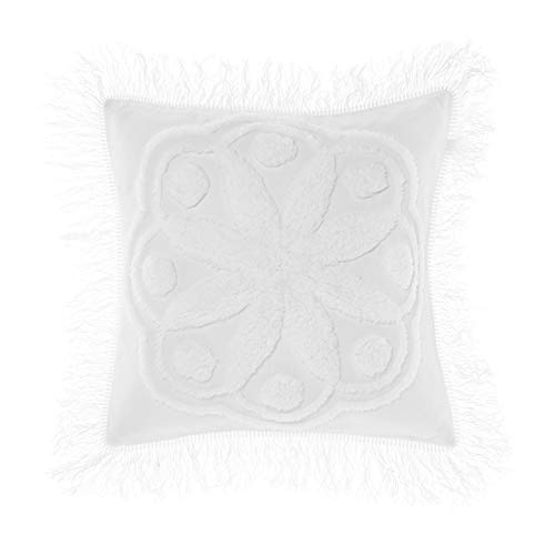 Linen House Manisha Kissen mit Füllung, Polyester, 50 x 50 cm, Weiß von Linenhouse