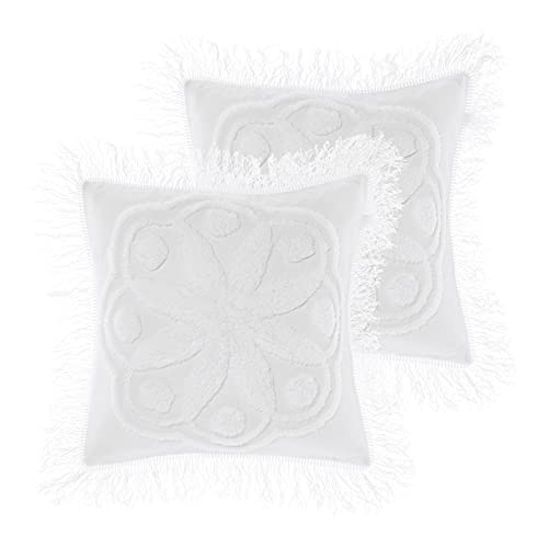 Linen House Manisha Twin Pack-Feder gefüllte Kissen, Weiß, 50 x 50cm, 2 von Linen House