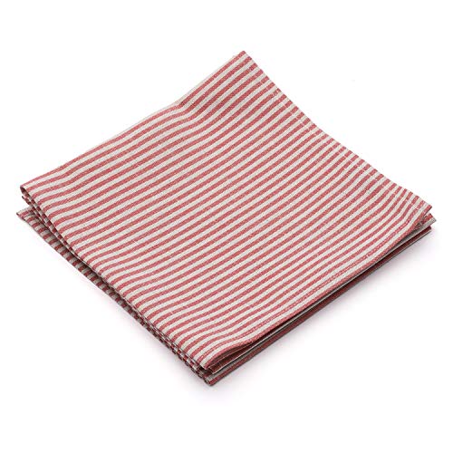 LinenMe set 4 stoffservietten leinen - leinenservietten 53% leinen 47% baumwolle - servietten stoff - rot gestreift - 46x46 cm von LinenMe