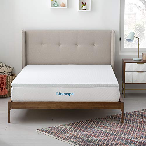 Linenspa Matratzen Topper 160 x 190 cm, 5cm hoch – mit Gel Memory Foam und waschbarem Reißverschlussbezug – Oeko-Tex Matratzenauflage von Linenspa