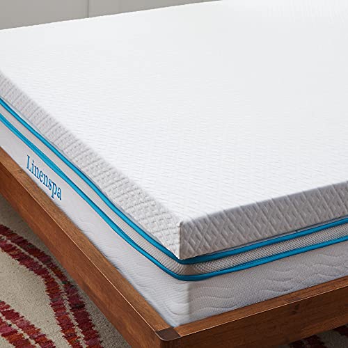 Linenspa Matratzen Topper 160 x 190 cm, 10cm hoch – Matratzenauflage mit Gel Memory Foam und waschbarem Bezug mit Reißverschluss – Öko-Tex, Weiß von Linenspa
