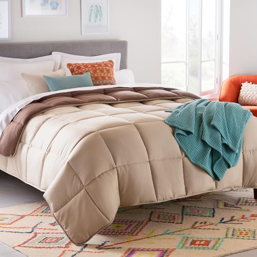 Linenspa 4 Jahreszeiten Bettdecke aus Microfaser – Ganzjahresdecke – Ultraweich – Steppdecke 220x240 cm, Beige / Braun von Linenspa