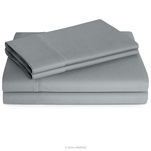 Linenspa Bettwäsche-Set aus Baumwoll-Mischgewebe, Fadenzahl 600, extraweich, mit tiefem Taschenformat, Größe Twin XL, Stone von Linenspa