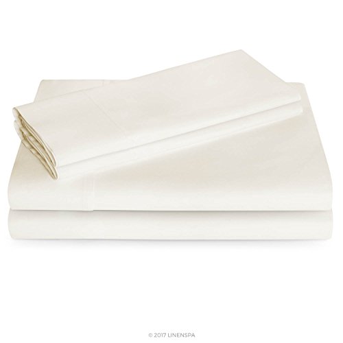 Linenspa Bettlaken-Set, Fadenzahl 600, ultraweich, Tiefe Taschen, Baumwollmischgewebe, Schlafsaal Essentials – Twin XL – Elfenbein von Linenspa