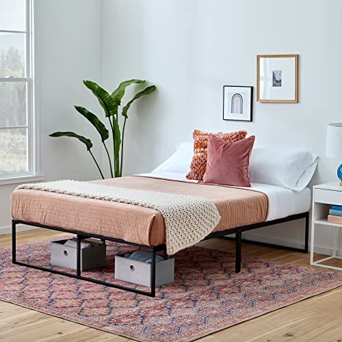 Linenspa Moderner Bettrahmen – Metallbett mit Lattenrost aus Stahl – 30 cm Stauraum unter Bestgestell – Schnelle Montage – Bett 140x200 cm, Schwarz von Linenspa