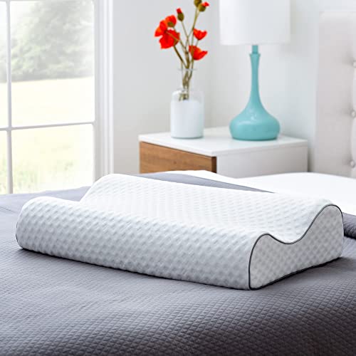 Linenspa Ergonomisches Kopfkissen mit Bambuskohle-Memory-Foam – Nackenstützkissen – Anreicherung mit Aktivkohle – Memory Foam Kissen von Linenspa