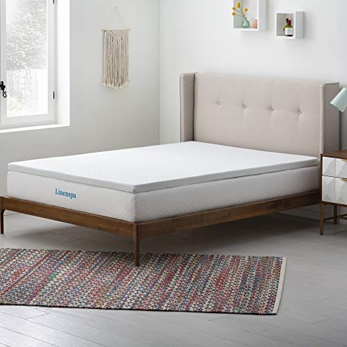 Linenspa 5 Centimeter Infused Foam Mattress Topper with Zippered Cover Gel-Matratzenauflage mit Memory-Schaum und Bezug mit Reißverschluss, weiß, King (150 x 200 cm) von Linenspa