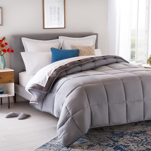 Linenspa 4 Jahreszeiten Bettdecke aus Microfaser – Ganzjahresdecke – Ultraweich – Steppdecke 220x240 cm, Grau (Stone / Charcoal) von Linenspa