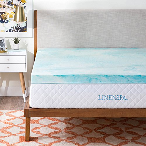 Linenspa Wirbel-Memoryschaum Gel Swirl Memory Foam Topper, Schaumstoff, Blau, Twin XL von Linenspa