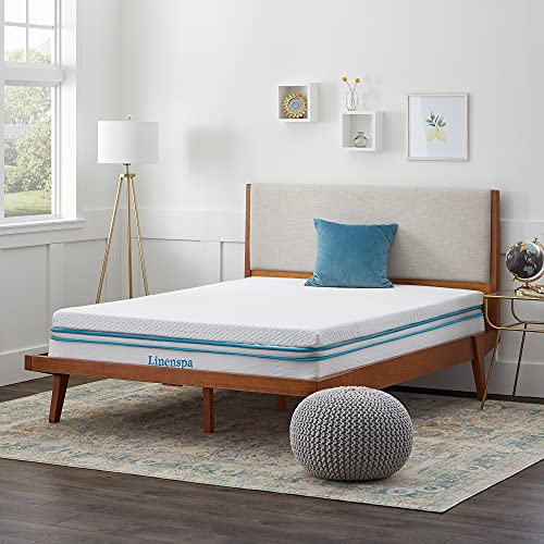 Linenspa 7,5 cm Gel-Matratzenauflage aus Memory-Schaum mit Reißverschlussbezug, Matratzenauflage für Einzelbett (90 x 190 cm), Weiß von Linenspa