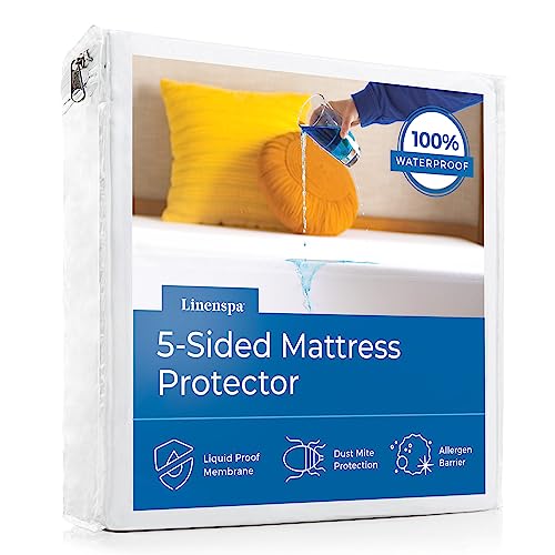 Linenspa Matratzenschoner aus glattem Stoff, 100% wasserdicht, hypoallergen, nur Oberflächen-Schutz, Vinylfrei von Linenspa