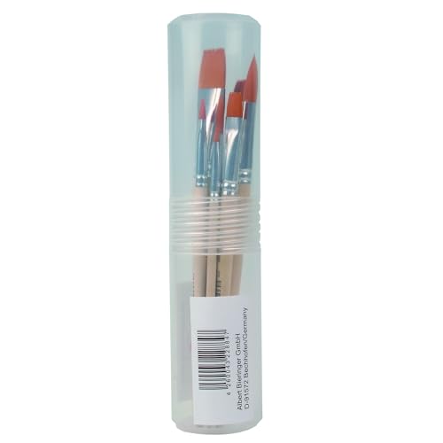 Lineo 610 - Pinselset 8-teilig, 5 Flachpinsel der Serie 579 und 3 Rundpinsel der Serie 578, Pinsel mit Synthetikborsten und Holzstiel, inkl. Kunststoffetui von Lineo