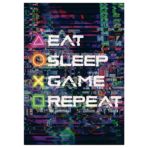 Lineo Gamer-Poster XXL Spielkonsolen-Poster für Gaming-Fans; Eat-Sleep-Game-Repeat Wandbild Kunstdruck für Jugendliche und Erwachsene Wand-Deko mit kräftigen Farben von Lineo
