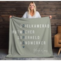 Personalisierte Kuscheldecke Papa, Geschenk Zum Vatertag, Für Vater von LineoDesigns