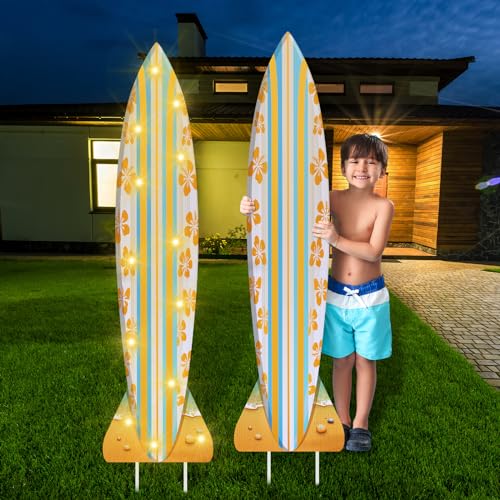Lineshading 2 Stück LED-Surfbrett-Hofschilder mit Heringen – tropisches Sommer-Rasenschild beleuchtet hawaiianische Outdoor-Dekoration – Kunststoff-Surfbrett-Schild mit Heringen für Strand, Pool Lineshading 2 Stück LED-Surfbrett-Hofschilder mit Heringen – tropisches Sommer-Rasenschild beleuchtet hawaiianische Outdoor-Dekoration – Kunststoff-Surfbrett-Schild mit Heringen für Strand, Pool von Lineshading