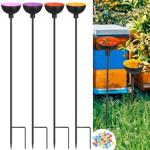 Lineshading Bienen-Bewässerungsstation, Schmetterling, Biene, Wasserfänger, Becher, kleine Insekten, Bienenfutterspender für draußen Fütterung und Bewässerung von Bienen, Metall, Gartenpfähle, von Lineshading