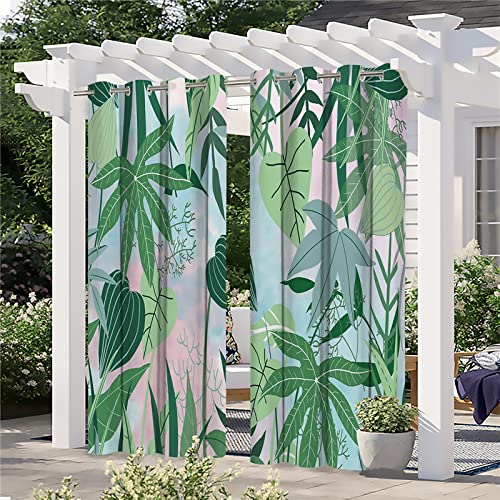Linfye 2022 Pack of 2 Outdoor Curtains Weatherproof 132 x 213 cm Elegant and Fresh 3D Printed Outdoor Blackout Curtains with Eyelets Waterproof Privacy Screen Sun Protection for Patio Porch Pergola von Linfye