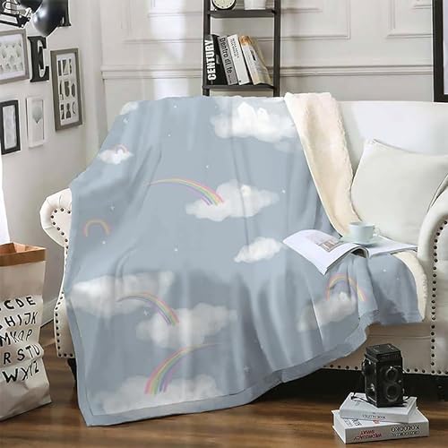 Linfye Fleecedecke Blanket 180x220, Blaue Wolke Kuscheldecke Flauschig Sofaüberwurf Sofa üBerwurfdecke Wolldecke als Sofadecke Wohndecke Tagesdecke oder Campingdecke von Linfye