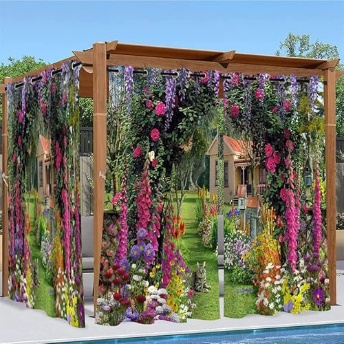 Outdoor Vorhang Wetterfest 2er Set Lila Garten Outdoor Vorhänge Blickdicht mit Ösen Outdoor Gardinen Sichtschutz für Balkon Pavillon Garten Terrasse Pergola B 132 x H 240 cm von Linfye