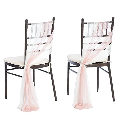 Ling's moment Hochzeit Chiffon Stuhl Schärpen Abdeckung Gang Dekorationen Drapieren Stoff Falten frei mit Krawatte 16 Stück Rosa & Weiß für Party Zeremonie Empfang Blumenarrangement von Ling's moment