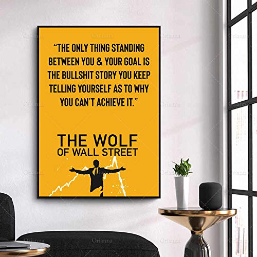 Bilder,Poster,Druckt Poster Modulare Abstrakte Wandkunst Leinwand Malerei, Der Wolf Der Wall Street Zitat Poster Bilder Wohnzimmer, Poster Ästhetisch Für Schlafzimmer Wände,Wanddeko - 50X70Cm von Ling88