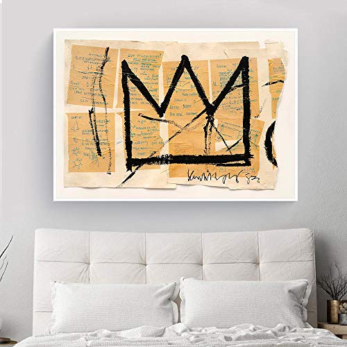 Bilder,Poster,Gemälde,Basquiat Abstrakte Leinwand Malerei Straße Graffiti Wandkunst Plakate Und Drucke König Krone Wandbilder, Für Wohnzimmer Dekor, Plakate Art Deco,Wanddeko - 50X70Cm von Ling88
