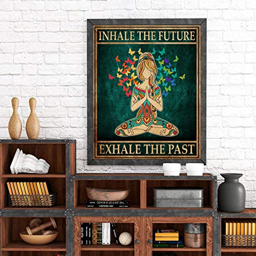 Bilder,Poster,Gemälde,Hippie Yoga Girl Meditation Poster Einatmen Ausatmen Leinwanddruck Yoga Raum Wandkunst Dekor Mädchen Fitness Geschenk Gym Dekoration Malerei, Poster Und Drucke,Wanddeko - 50X70Cm von Ling88