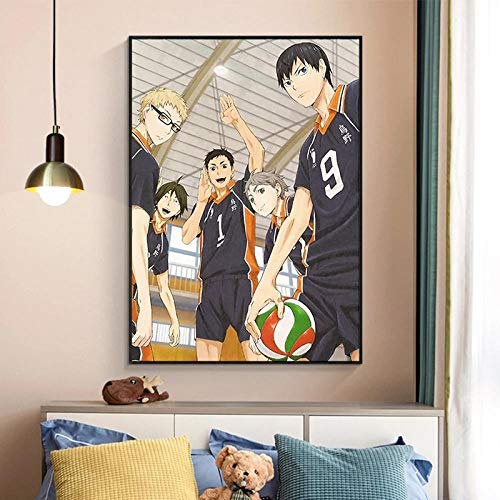 Bilder,Poster Kunstdrucke,Anime Poster Volleyball Boy Leinwand Malerei Im Japanischen Stil Cartoon Poster Wandkunst Bilder, Für Wohnzimmer Cuadros, Poster Für Teenager_50X70Cm von Ling88
