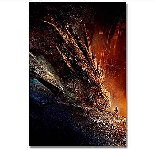 Bilder,Poster Kunstdrucke,Leinwand Malerei, Wandkunst Bild, Film Die Verwüstung Von Smaug Poster Print Leinwand Malerei, Poster Vintage Film, Poster Ästhetisch Vintage_50X70Cm von Ling88