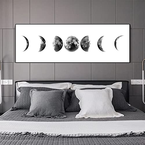 Bilder,Wandkunst Mondphase Leinwand Malerei Minimalistische Schwarzweiß Luna Wandkunst Poster Druck Große Größe Abstrakte Bilder Nordic Decor Wandbilder Poster Kunstdrucke Gemälde - 20X60Cm von Ling88