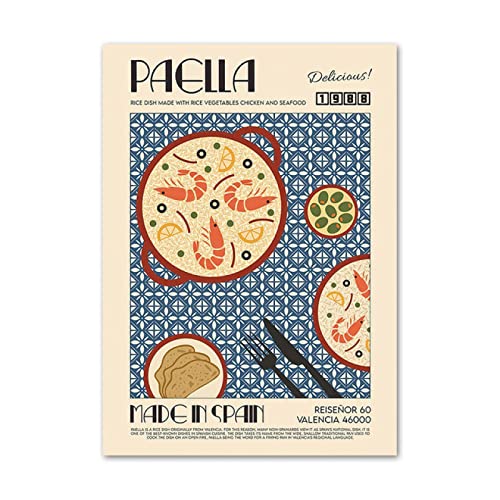 Bilder Poster Kunstdrucke Küche Kochen Paella Dim Sum Sojasauce Wandkunst Leinwand Malerei Nordic Poster Und Drucke Wandbilder Für Wohnzimmer Dekor Für Raumästhetik - 40X60Cm von Ling88