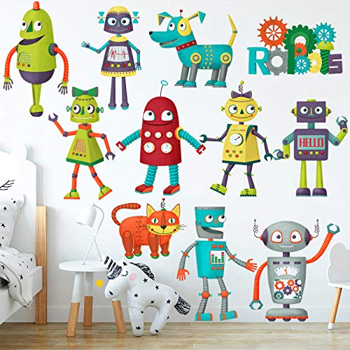 Cartoon Roboter Tiere Wandaufkleber Für Kinderzimmer Schlafzimmer Schlafzimmer Wanddekoration Kinderzimmer Kunst Poster Abziehbilder Wohnkultur,Kinder Baby Wandaufkleber,Wandtattoo,Wall Sticker Mural von Ling88