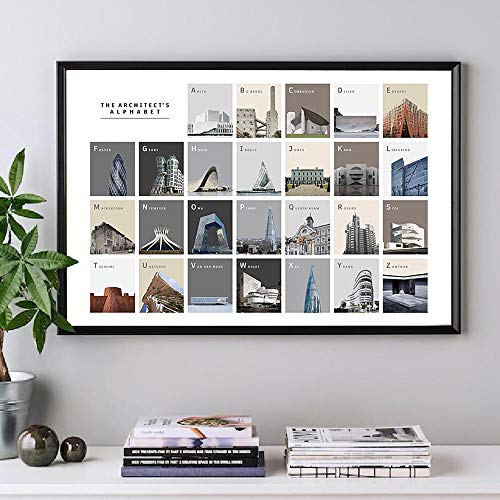 Ling88 Bilder,Poster,Kunstdrucke,Der Alphabet-Druck des Architekten Großartig, Poster Und Drucke, Für Architekten Leinwandbilder An Der Wand Nordisches Bild, Für Wohnzimmer-Bürodekor-60X80Cm von Ling88
