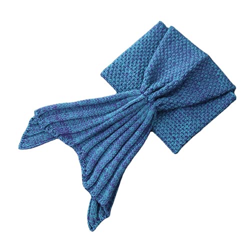 Linghe Nordic Decke Meerjungfrau Schwanz Decke Strickdecke Osmanthus Nadel Nachahmung Kaschmir Linie Decke Warme Decke (Seeblau,140 x 70 cm) von Linghe