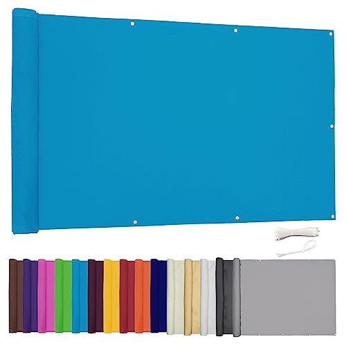 Lingle888 Balkon Sichtschutz PB2 PES blickdichte Balkonumspannung mit Ösen und Kabelbinder 8 Tage geliefert - in div.20 Größen & 14 Farben 420D(Blau,0.6x7m) von Lingle888