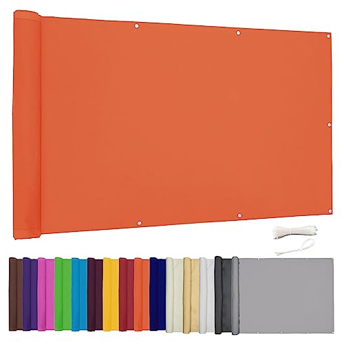 Lingle888 Balkon Sichtschutz PB2 PES blickdichte Balkonumspannung mit Ösen und Kabelbinder 8 Tage geliefert - in div.20 Größen & 14 Farben 420D(Orange,0.7x4.5m) von Lingle888