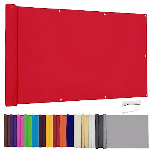 Lingle888 Balkon Sichtschutz PB2 PES blickdichte Balkonumspannung mit Ösen und Kabelbinder 8 Tage geliefert - in div.20 Größen & 14 Farben 420D(Rot,1x2m) von Lingle888