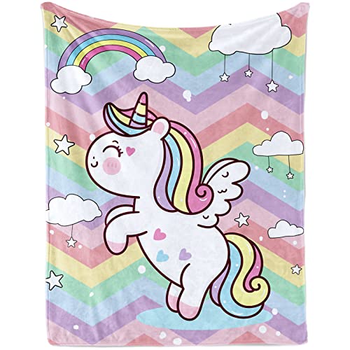 Einhorn Kuscheldecke für Mädchen Geschenk, Flauschig Regenbogen Einhorn Kinder Decke, Weich Flanell Fleece Wohndecke für Baby Einhorn Couchdecke Sofadecke für Kleinkind Geburtstagsgeschenk 100x130 cm von Lingqiang