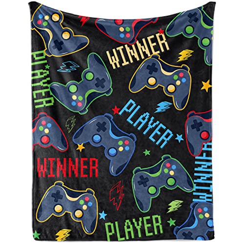 Gaming Geschenke für Junge Kinder Geburtstag, Flauschig Videospiel Controller Flanell Decke, 100x130 cm Weich Plüsch Spiel Gamepad Kuscheldecke Wohndecke für Baby Neugeboren Kleinkind Sofa Couch Deko von Lingqiang