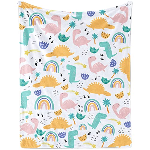 Kuscheldecke Dinosaurier Decke für Jungen, 76 x 100cm Dinosaurier Babydecke für Mädchen Neugeboren, Flauschig Weich Dinosaurier Flanell Fleece Wohndecke Kinderdecke für Kinder Geschenk Couch Deko von Lingqiang