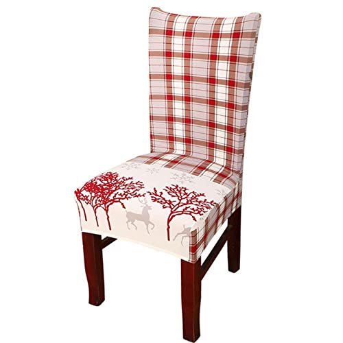 4 Stücke Rot Plaid Weihnachtsdekoration Elastische Bankett Stuhlhussen Schonbezüge Protector Haushalt Hotel Dining Spandex Dehnbar von Lingquare