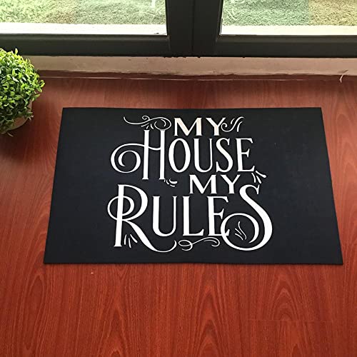 Flanellmatte Willkommensmatten für die Haustür Mein Haus Meine Regeln Fußmatte für die Eingangstür Lustiger Teppich im Flur 50x80cm von Lingquare