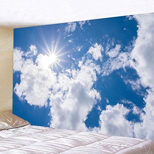 Lingquare Ästhetische Raumdekoration Sonne blauer Himmel und weiße Wolken Wandteppich Wandbehang The Great Wave Wandteppich Decke Wand Stoff Schlafsaal Heimdekoration 230 * 180cm von Lingquare