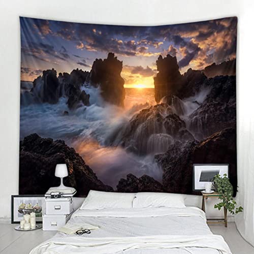 Schwarzlicht-Wandteppich für Schlafzimmer Berglandschaft Dekoration Wandteppich nordisch böhmisch Wanddekoration Wandteppich Vorhang Stoffdekoration 200*150cm von Lingquare