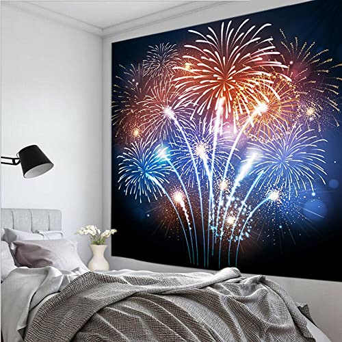Lingquare ästhetischer Wandteppich für Schlafzimmer Feuerwerk Flammendruck schwarzer Hintergrund Wandteppich Dekoration Wandteppich Wandbehang 230 * 180cm von Lingquare
