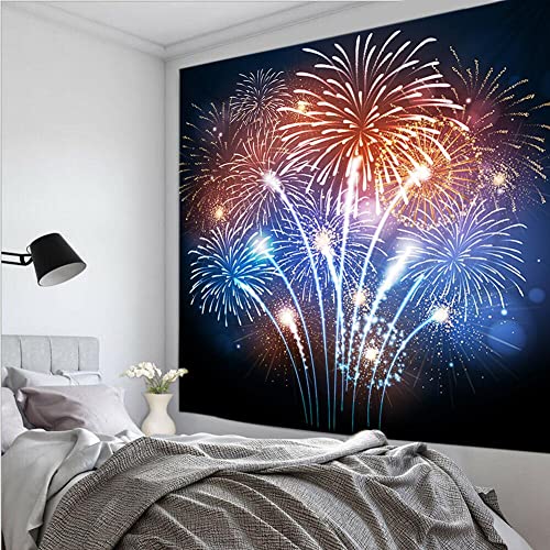 ästhetischer Wandteppich für Schlafzimmer Feuerwerk Flammendruck schwarzer Hintergrund Wandteppich Dekoration Wandteppich Wandbehang 73*95cm von Lingquare