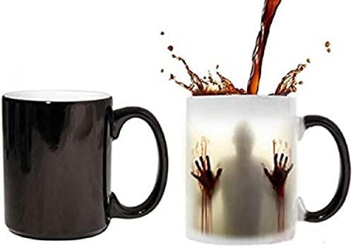 Keramik Tasse mit Thermoeffekt Halloween Deko Horrorgeschichte Walking Dead Magische Becher Farbwechsel Tasse Kaffeetasse Halloween Geschenke von Lingstar