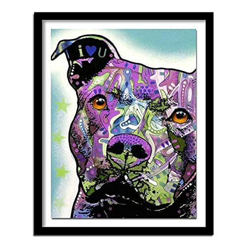 5D DIY Diamant Malerei Full Drill Set,Vollbohrer Diamant Painting Diamant Gemälde Kristall Strass Stickerei Kreuzstich Mosaik Arts Bilder Basteln Wand Decor(Bully Pitbull,Square Drill 50x70cm/20x28in) von Lingzeer