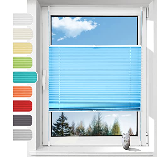 Plissee ohne Bohren Plissees Klemmfix, Easyfix Plisseeroll Rollo für Fenster Einfache Montage Sichtschutz und Sonnenschutz,45 x 120cm von Linhu